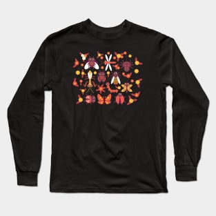 Funny insects with flowers and leaves Long Sleeve T-Shirt